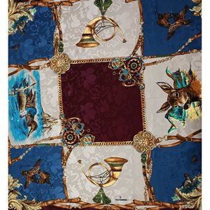 TRUSSARDI Bordeaux Hunting Silk Scarf ITALY 35"/ 34” VGC